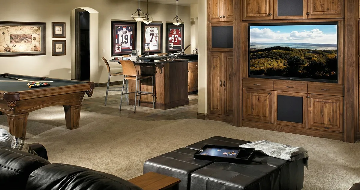 finished basement remodeling project transforming a basement into a comfortable living space in Worcester, MA